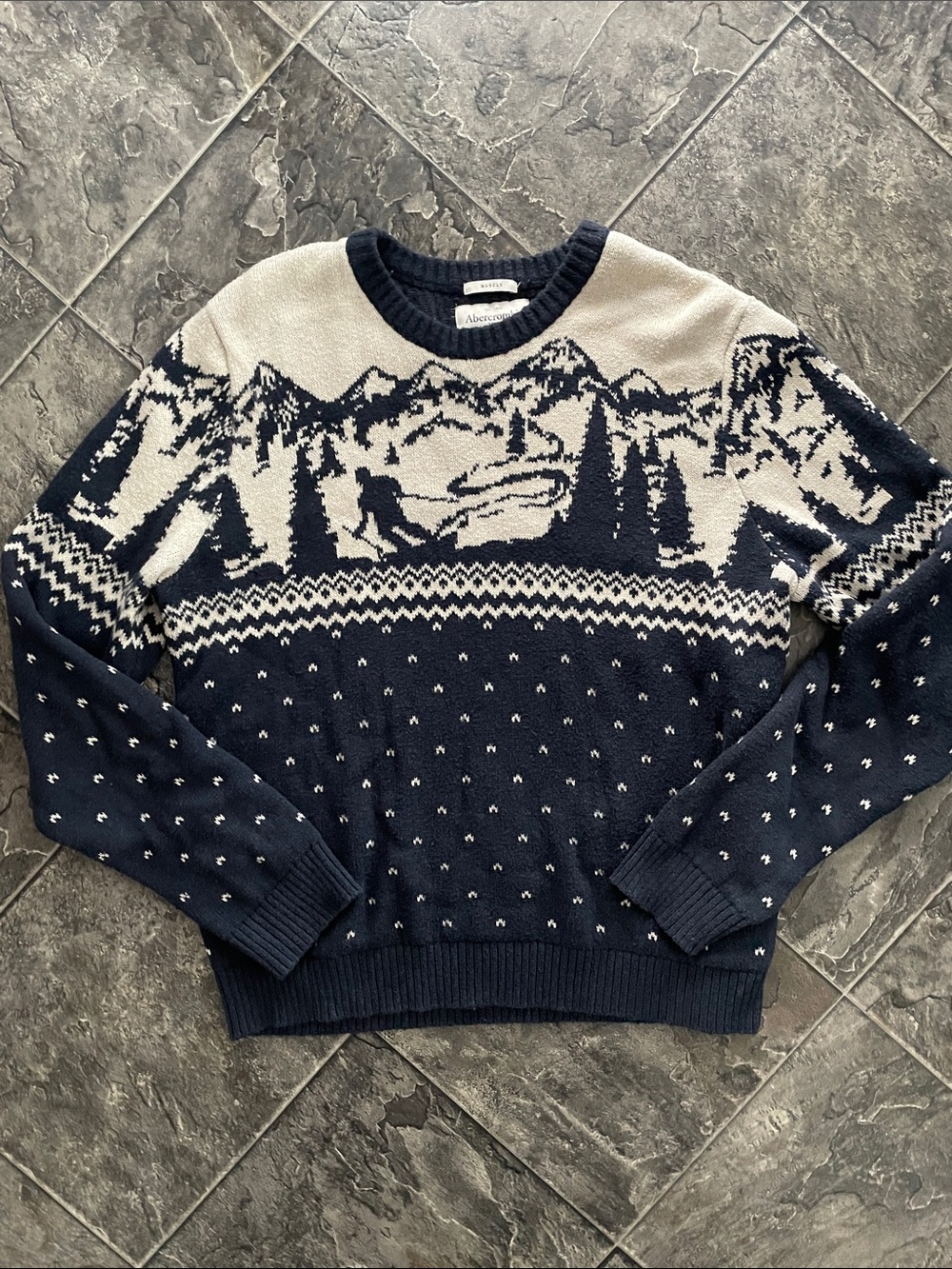 ABERCROMBIE & FITCH Vintage Mountain Fair Isle Winter Retro Ski Chalet Sweater